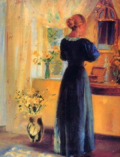 Anna Ancher Young Girl in front of Mirror oil painting image